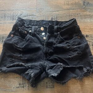 Aeropostale Black Distressed Denim Cutoff Shorts